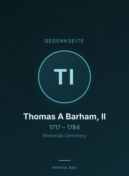 Gedenkportrait von Thomas A Barham, II