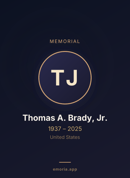 Memorial portrait of Thomas A. Brady, Jr.