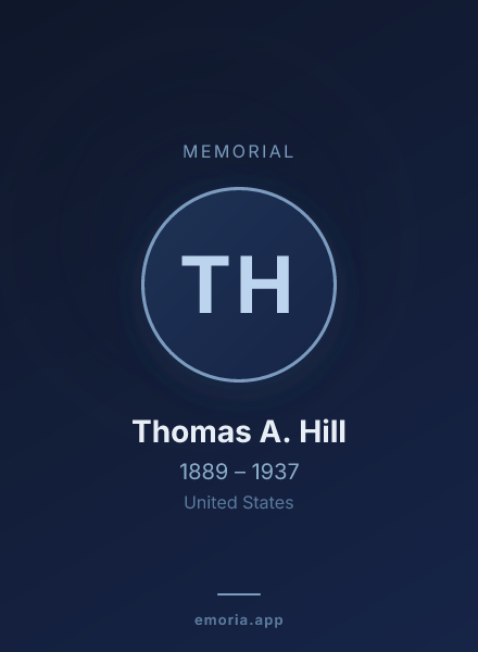 Memorial portrait of Thomas A. Hill