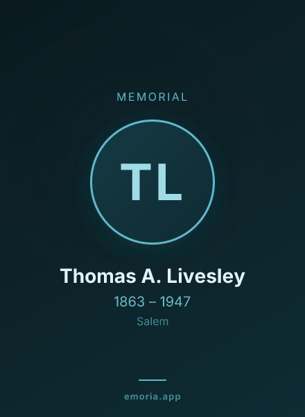 Memorial portrait of Thomas A. Livesley
