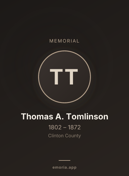 Memorial portrait of Thomas A. Tomlinson