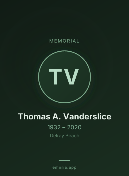 Memorial portrait of Thomas A. Vanderslice