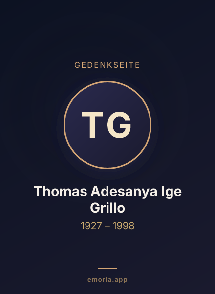 Gedenkportrait von Thomas Adesanya Ige Grillo