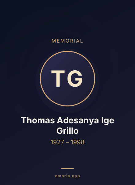 Memorial portrait of Thomas Adesanya Ige Grillo