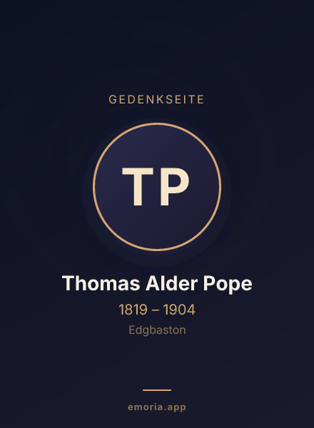Gedenkportrait von Thomas Alder Pope