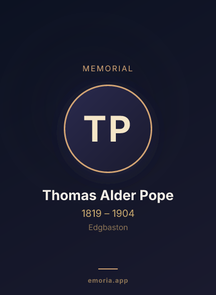 Memorial portrait of Thomas Alder Pope