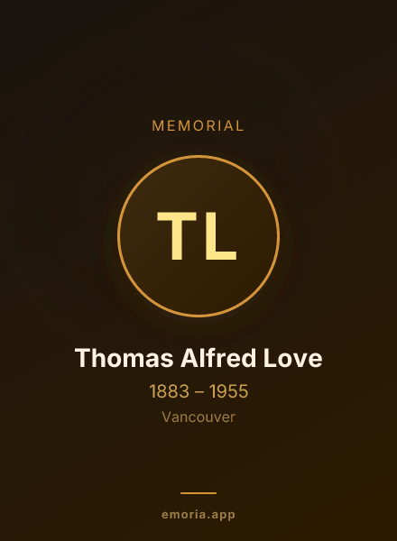 Memorial portrait of Thomas Alfred Love