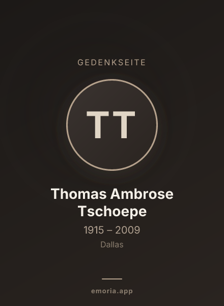 Gedenkportrait von Thomas Ambrose Tschoepe