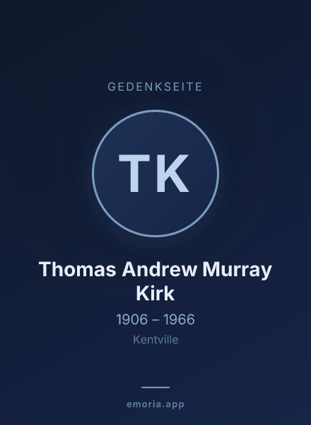 Gedenkportrait von Thomas Andrew Murray Kirk