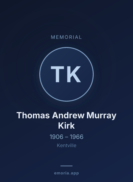 Memorial portrait of Thomas Andrew Murray Kirk