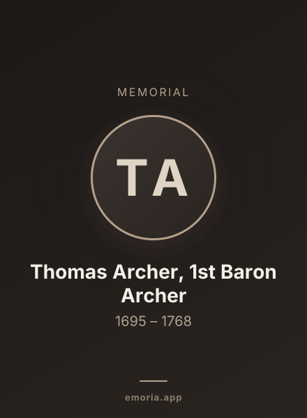 Memorial portrait of Thomas Archer, 1st Baron Archer