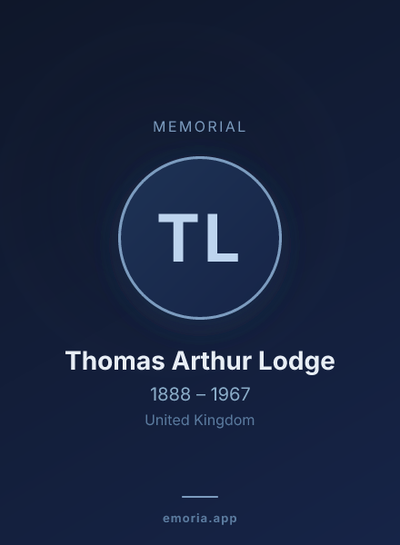 Memorial portrait of Thomas Arthur Lodge
