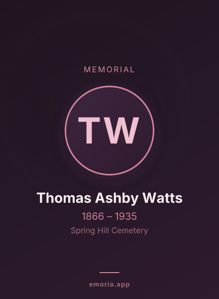 Memorial portrait of Thomas Ashby Watts