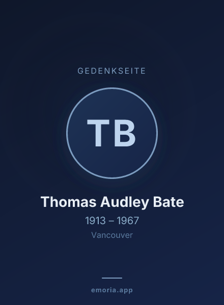 Gedenkportrait von Thomas Audley Bate