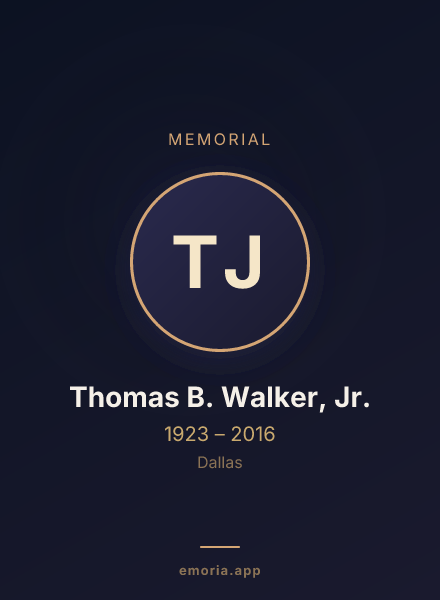 Memorial portrait of Thomas B. Walker, Jr.