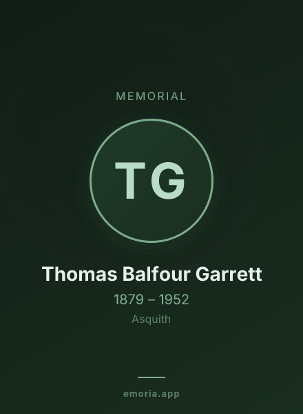 Memorial portrait of Thomas Balfour Garrett