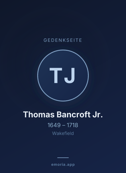 Gedenkportrait von Thomas Bancroft Jr.