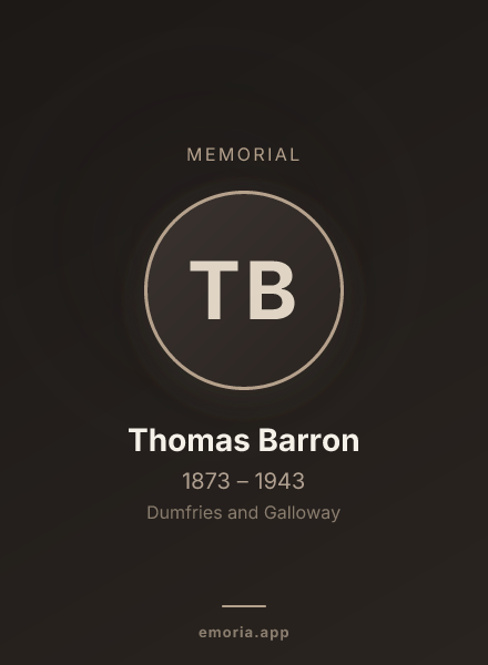 Memorial portrait of Thomas Barron