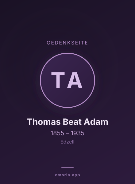 Gedenkportrait von Thomas Beat Adam