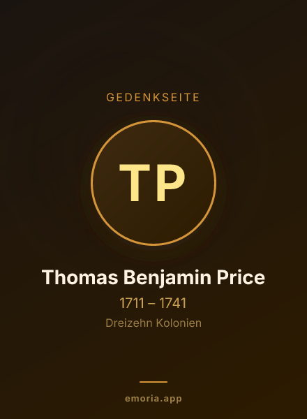 Gedenkportrait von Thomas Benjamin Price