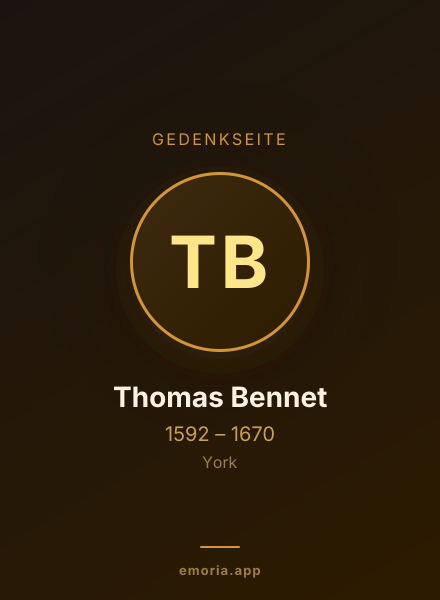 Gedenkportrait von Thomas Bennet