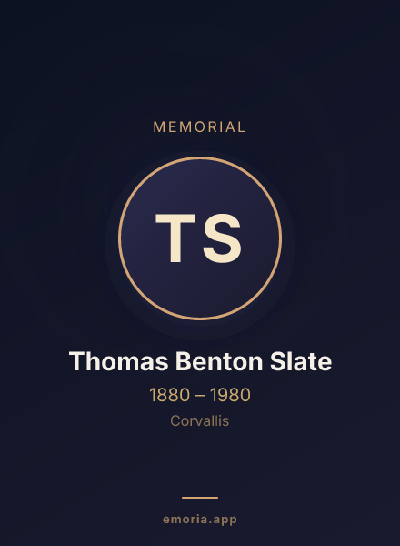 Memorial portrait of Thomas Benton Slate