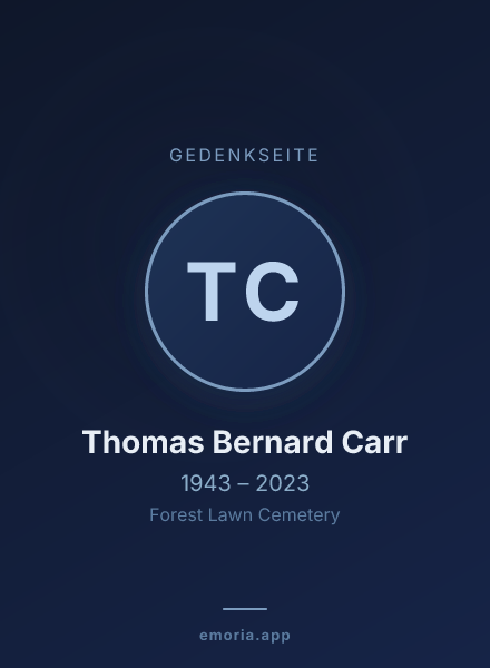 Gedenkportrait von Thomas Bernard Carr
