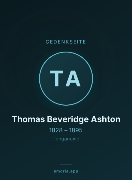Gedenkportrait von Thomas Beveridge Ashton