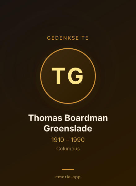 Gedenkportrait von Thomas Boardman Greenslade