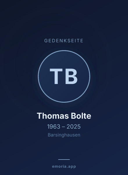Gedenkportrait von Thomas Bolte