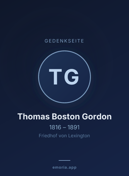 Gedenkportrait von Thomas Boston Gordon