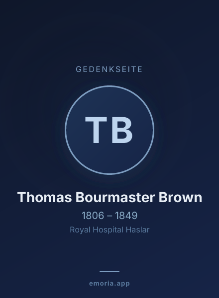 Gedenkportrait von Thomas Bourmaster Brown