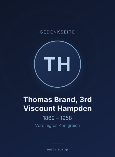 Gedenkportrait von Thomas Brand, 3rd Viscount Hampden