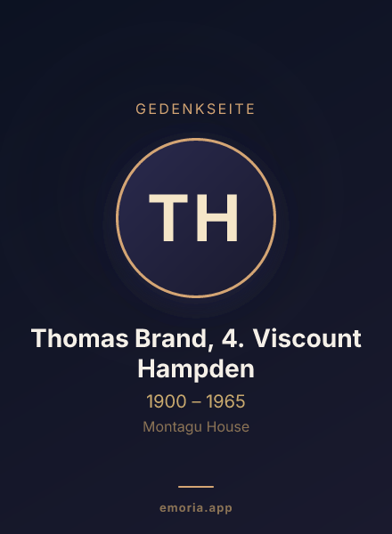 Gedenkportrait von Thomas Brand, 4. Viscount Hampden