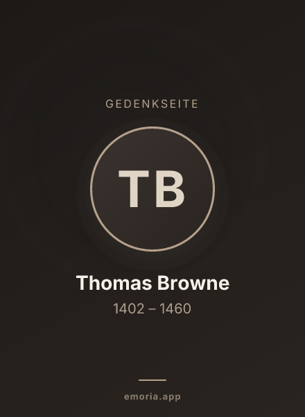 Gedenkportrait von Thomas Browne