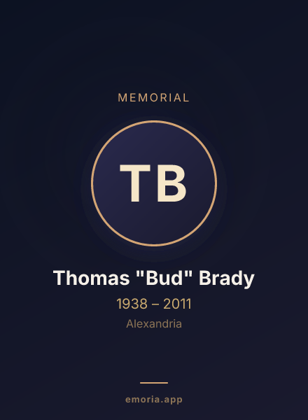 Memorial portrait of Thomas "Bud" Brady
