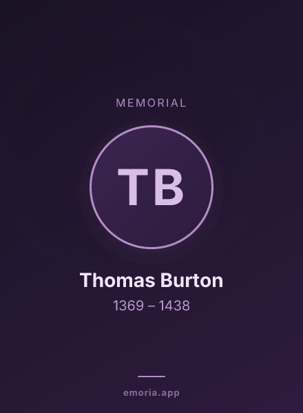 Memorial portrait of Thomas Burton