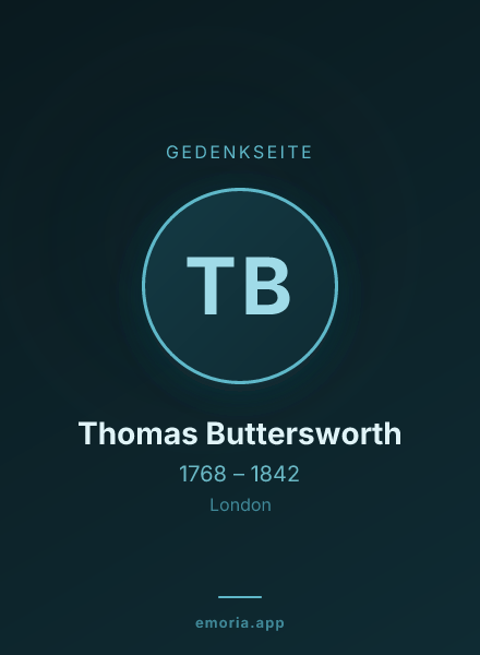 Gedenkportrait von Thomas Buttersworth