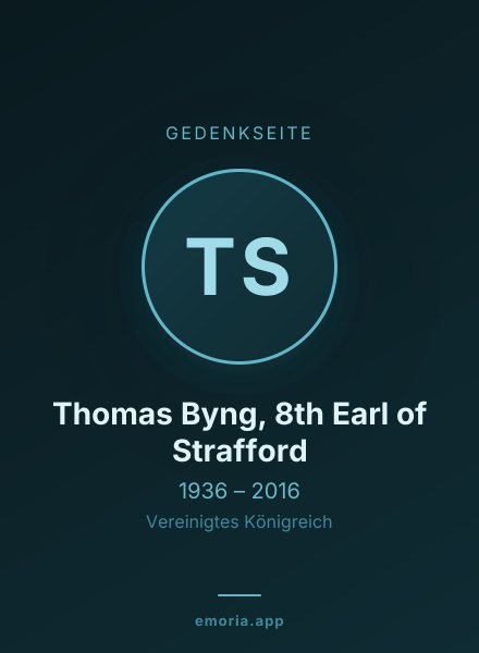 Gedenkportrait von Thomas Byng, 8th Earl of Strafford