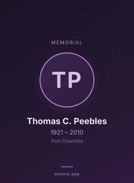 Memorial portrait of Thomas C. Peebles