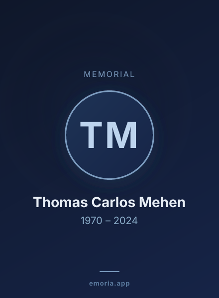 Memorial portrait of Thomas Carlos Mehen