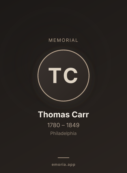 Memorial portrait of Thomas Carr