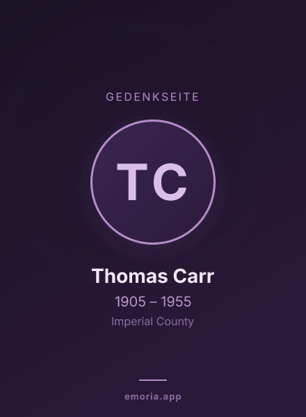Gedenkportrait von Thomas Carr