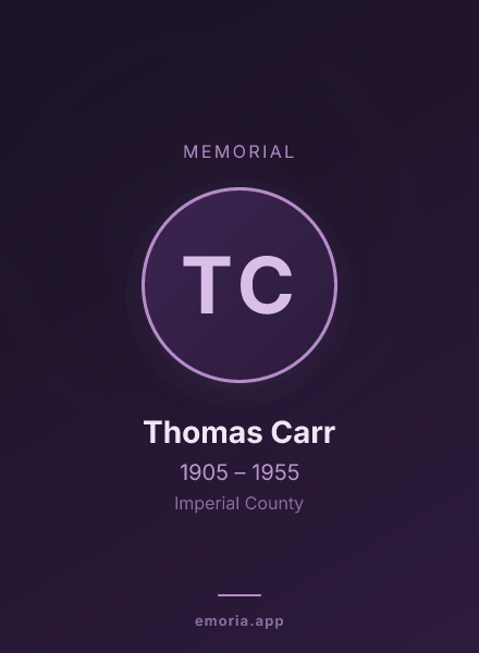 Memorial portrait of Thomas Carr