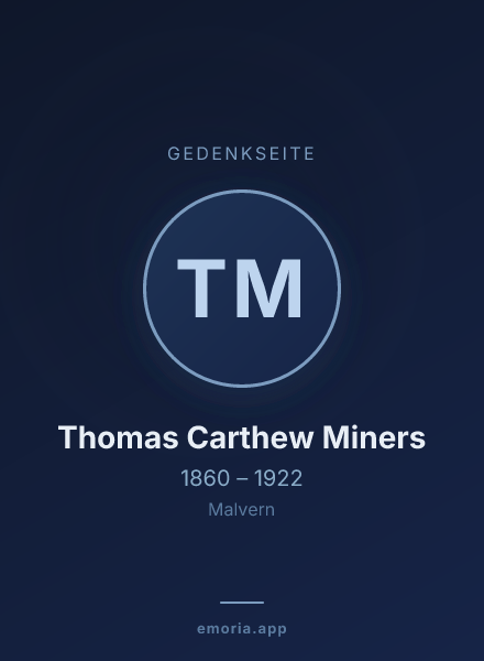 Gedenkportrait von Thomas Carthew Miners