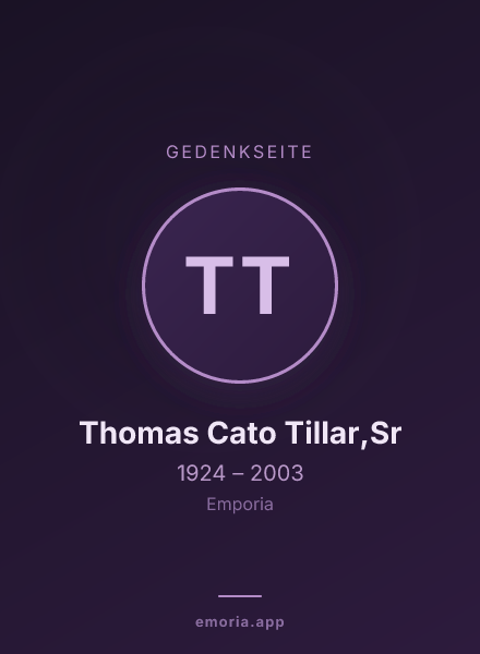 Gedenkportrait von Thomas Cato Tillar,Sr