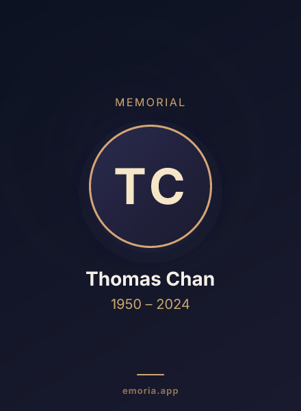 Memorial portrait of Thomas Chan