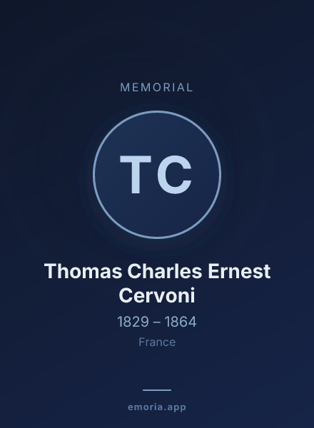 Memorial portrait of Thomas Charles Ernest Cervoni