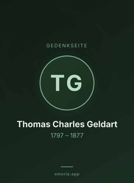 Gedenkportrait von Thomas Charles Geldart