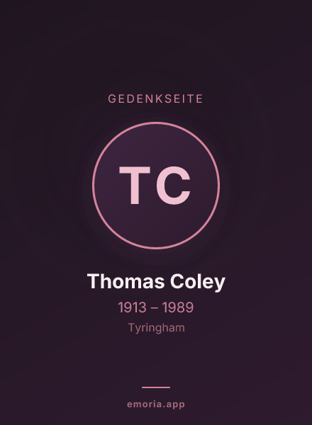 Gedenkportrait von Thomas Coley